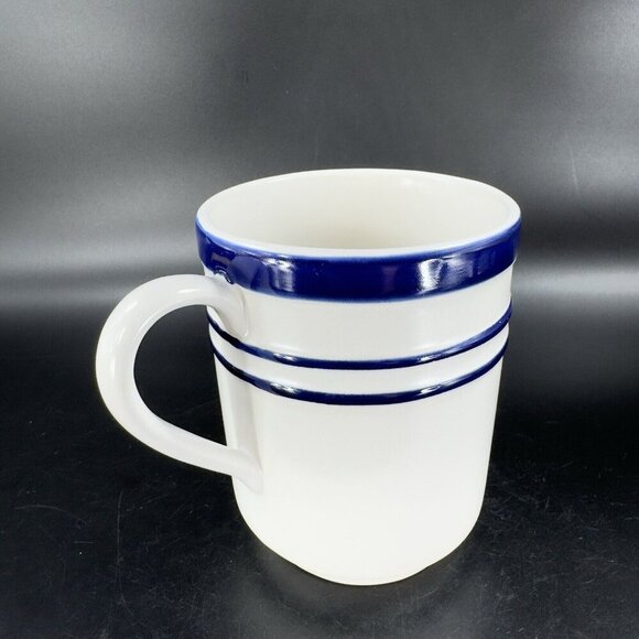 Lenox Kate Spade Ceramic Coffee Mug Cup Sculpted Stripe Cobalt Blue White VTG - Picture 14 of 14